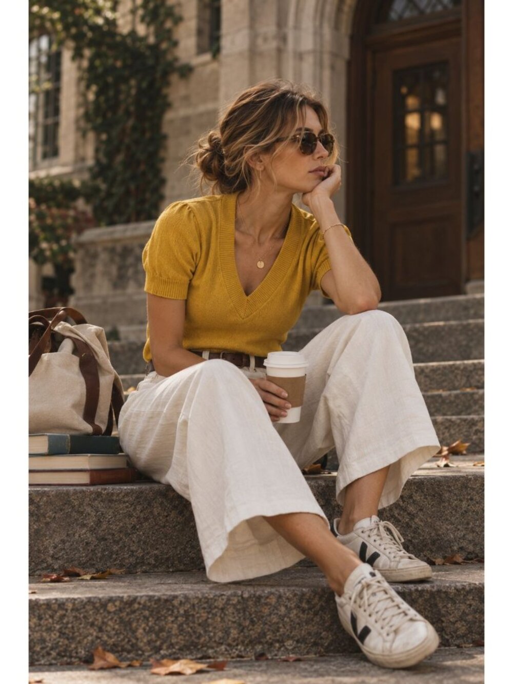 Rachel Rachel Roy Mustard Yellow V-Neck Short Sleeve Sweater L